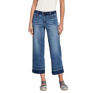 Lands' End Mid Rise Wide Leg Released Hem Crop Jean - Size 14 Petite